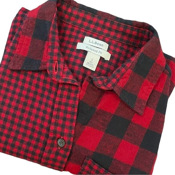 L.L. Bean Relaxed Fit Scotch Plaid Checkered Thick Flannel Shirt Size Small - Picture 2 of 11